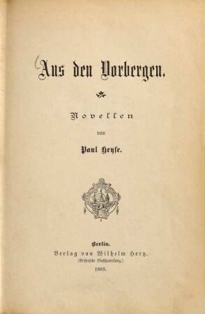 Aus den Vorbergen : Novellen