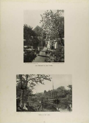 "Zur Blütezeit Im alten Lande" und "Partie an der Lühe" aus der Mappe "Neue malerische Bilder aus der Freien und Hansestadt Hamburg und ihrer Umgebung"