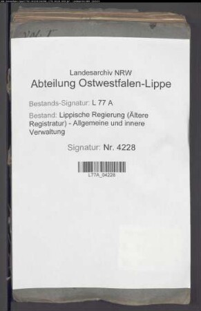 Gemeinheitsteilungen in den Dörfern Hörstmar und Trophagen, Bd. 1
