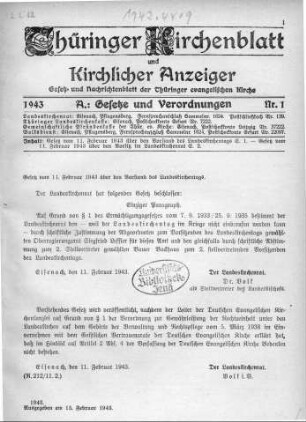 Nr. 1 : 15. Februar 1943