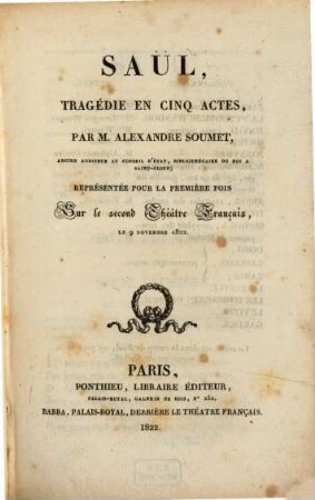 Saül : tragédie en cinq actes