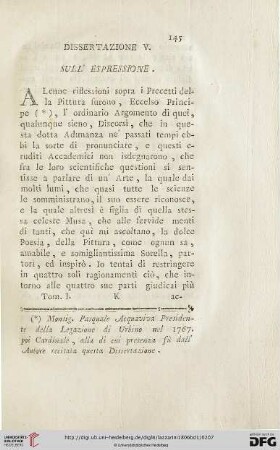 Dissertazione V. sull'Espressione