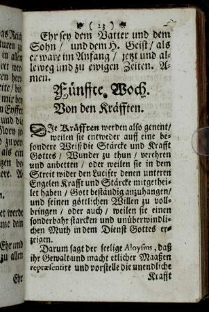 Fünfte Woch. Von den Kräfften