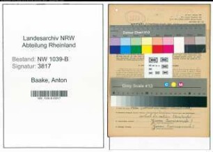 Entnazifizierung Anton Baake , geb. 01.08.1911 (Arbeiter)
