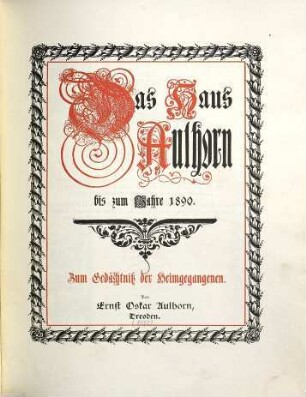 Das Haus Authorn bis zum jahre 1890