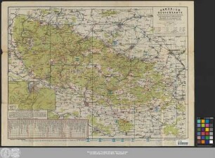 Harzklub-Routenkarte der Wanderwege I. Ordnung, der wichtigsten Fahrstraßen, Fußwege und Eisenbahnen