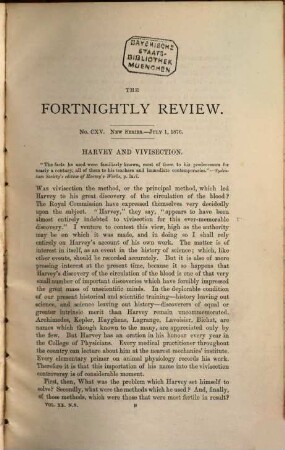 The fortnightly review. 26. 1876 = N.S., Vol. 20