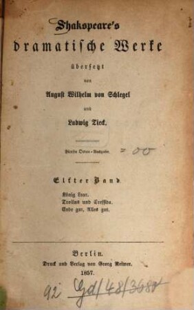 Shakspeare's dramatische Werke, 11