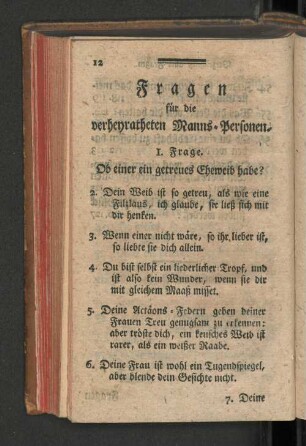 Fragen für die verheyratheten Manns-Personen.