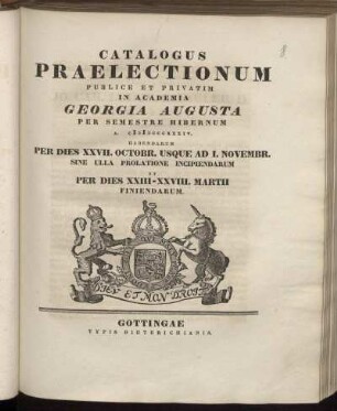 WS 1834: Catalogus praelectionum publice et privatim in Academia Georgia Augusta ... habendarum