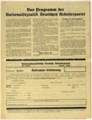 Konvolut: 3 Stück Flugblatt mit dem politischen Programm der NSDAP und Pressewerbung