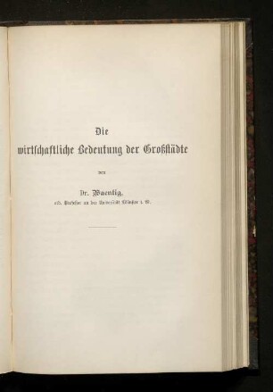 Die wirtschaftliche Bedeutung der Großstädte