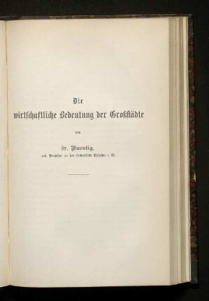 Die wirtschaftliche Bedeutung der Großstädte