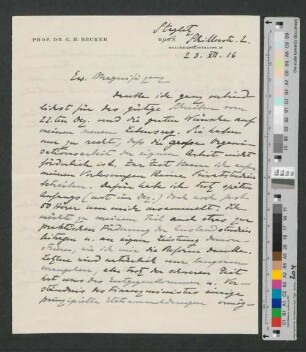 Brief an Werner von Melle