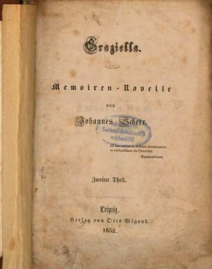 Graziella : Memoiren-Novelle von Johannes Scherr, 2