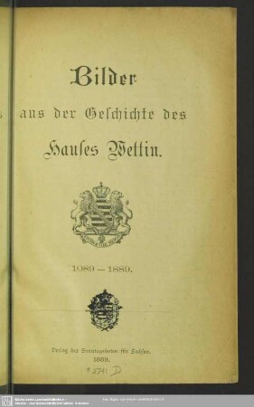 Bilder aus der Geschichte des Hauses Wettin : 1089 - 1889
