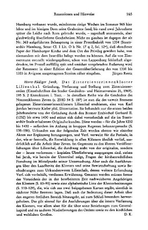 Jarck, Horst-Rüdiger :: Das Zisterzienserinnenkloster Lilienthal. Gründung, Verfassung und Stellung zum Zisterzienserorden, (Einzelschriften des Stader Geschichts- und Heimatvereins, 21) : Stade, 1969