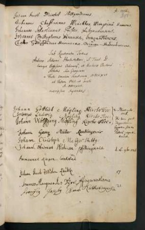Winterhalbjahr 1716/1717. Rektorat Andreas Adam Hochstetter