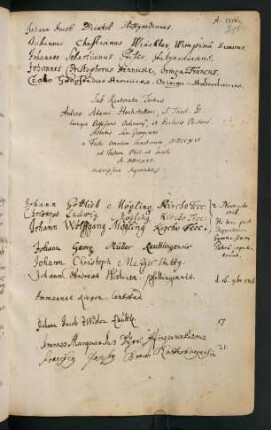 Winterhalbjahr 1716/1717. Rektorat Andreas Adam Hochstetter