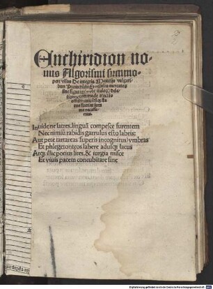 Enchiridion novus Algorismi summopere de integris