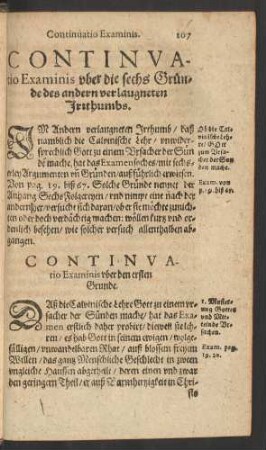 Continuatio Examinis über die sechs Gründe des andern verlaugneten Itzthumbs.
