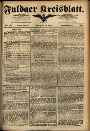Ausgabe vom Montag, den 28. August 1905.