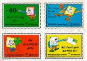 Block mit Aufklebersatz (4 St.) des Diakonischen Werkes der EKD (Wohlfahrtsmarken)