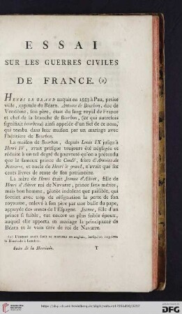 Essai sur les guerres civiles de France