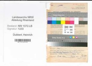 Entnazifizierung Heinrich Dubbert , geb. 08.02.1897 (Angestellter)