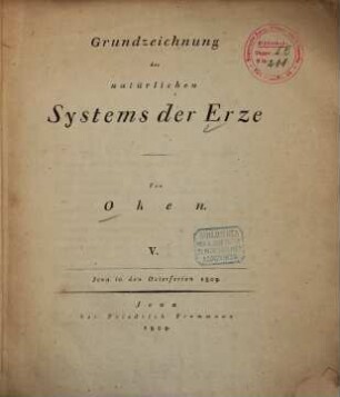 Grundzeichnung des natürlichen Systems der Erze