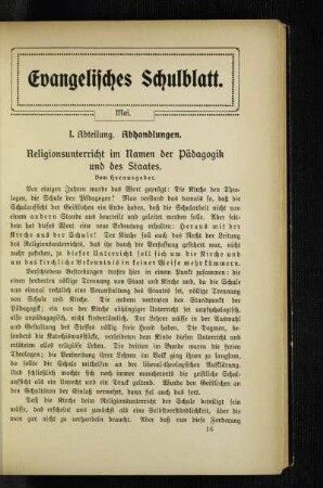 Religionsunterricht im Namen der Pädagogik und des Staates