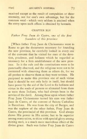Chapter XLV. Father Fray Juan de Castro, one of the first founders of this province