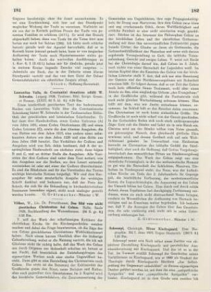 181 [Rezension] Laurentius Valla, de Constantini donatione edidit W. Schwahn