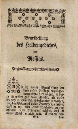Georg Friedrich Meiers Beurtheilung des Heldengedichts, der Meßias, 2