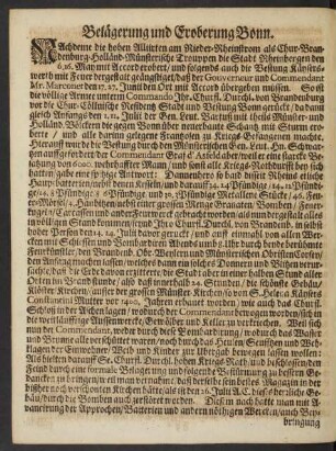 Belägerung und Eroberung Bonn.