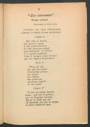 "Los cincuenta" : Tango actual. Dedicado al bello sexo