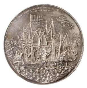 Prunkmedaille Christians V. von Dänemark auf die Seesiege von 1677