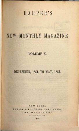 Harper's new monthly magazine. 10. 1854/55