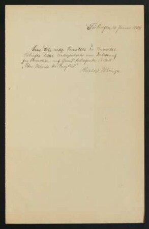 Bitte um Zulassung (Vöhringer) 14.1.1924