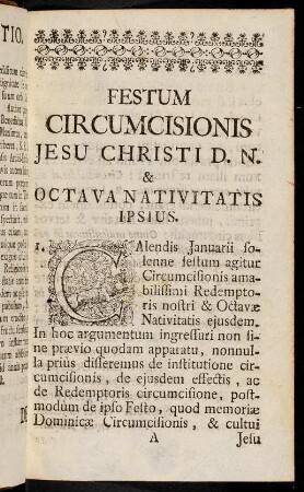 1-43, Festum Circumcisionis Jesu Christi D. N. & Octava nativitatis ipsius.