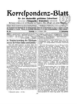34. Hauptversammlung des Philologenvereins für Hessen-Nassau und Waldeck