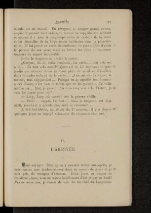 IX. L'arrivée.