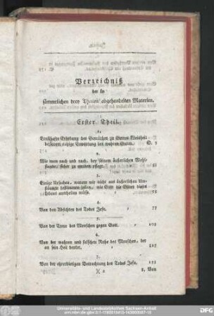 Verzeichniß der in sämmtlichen drey Theilen abgehandelten Materien.