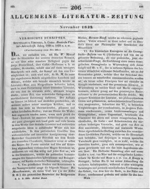 Deutsche Vierteljahrs-Schrift. Jg. 1838-39. Stuttgart, Tübingen: Cotta 1838-39 (Fortsetzung von Nr. 205.)