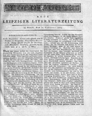 Code Napoléon. Edition seule officielle pour le Royaume de Westphalie. Napoleons Gesetzbuch. Einzig officielle Ausgabe für das Königreich Westphalen. Strassburg, gedruckt bey Levrault. 1808. gr. 4. 550 S.