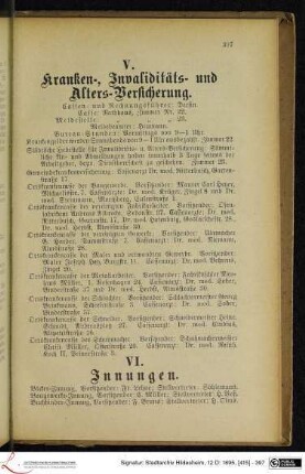 V. Kranken-, Invaliditäts- und Alters-Versicherung.