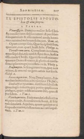 Ex Epistolis Apostolicis & aliis scriptis.