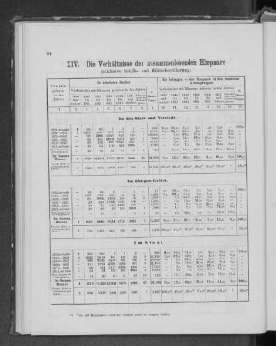 XIV. Die Verhältnisse der zusammenlebenden Ehepaare