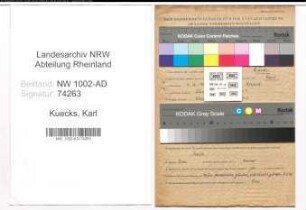 Entnazifizierung Karl Kuecks, geb. 06.12.1890 (Verw.Angest.)