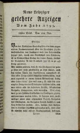 88stes Stück. Den 2ten Nov.